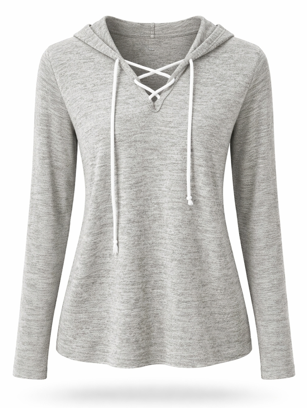 Ultra Flirt Gray Hoodie with Lace-Up Detail